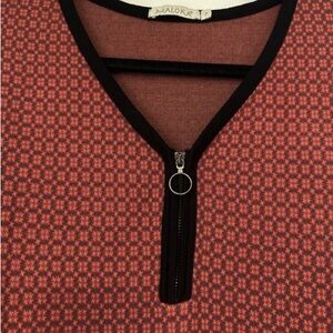 MALOKA Dress Portugal Designer Knit Geo Soft Rust Orange Black Cozy Sz S